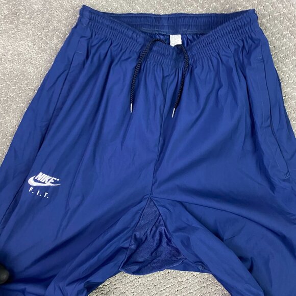 Vintage Nike F.I.T. Logo Pants Men's Medium Blue Woven Tapered Jogger USA - Picture 7 of 16